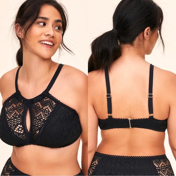 Adore Me Lianne Contour Plus Black Lace Bikini Top Size 0X - Picture 1 of 11